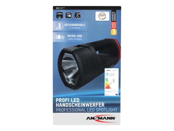 Ansmann HS20R Pro, Käsikokoinen taskulamppu, Musta, Punainen, Painikkeet, IP20, LED, 3 lamppua