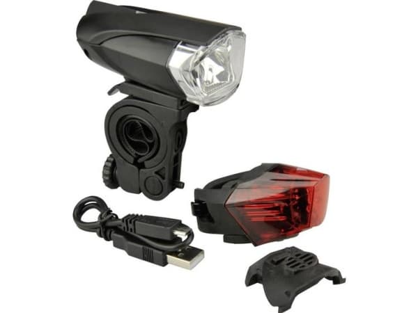 FISCHER sykkel LED/USB lyssett 35 lux, levetid opptil 50 000 timer, StVZO godkjent - 1 stk (85354)
