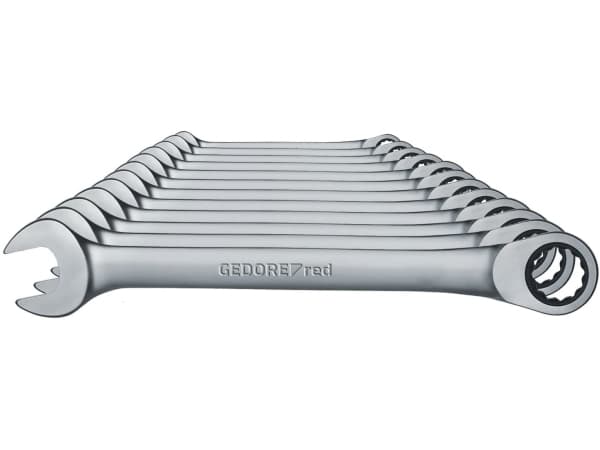 Gedore R07105012, 8,9,10,11,12,13,14,15,16,17,18,19 mm, Kromi, Kromivanadiini-teräs, 49 mm, 1,57 kg, 12 kpl