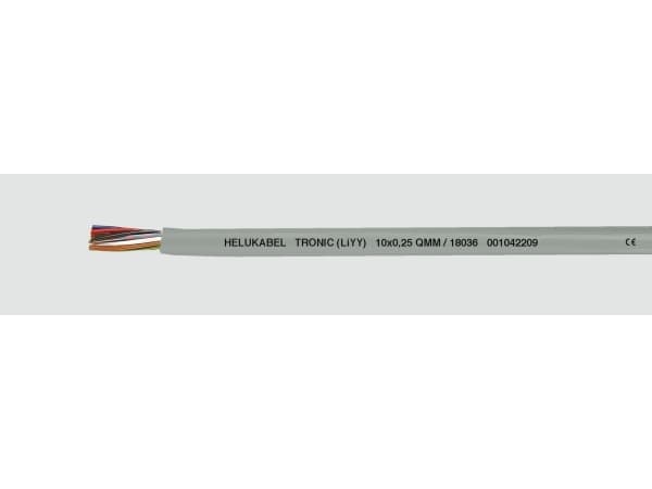 HELUKABEL TRONIC (LiYY), Lågspänningskabel, Grå, Polyvinylklorid (PVC), Cooper, 0,5 mm², 9,6 kg/km