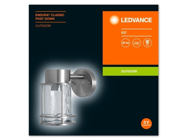 LEDVANCE ENDURA CLASSIC POST, Väggbelysning för utomhusbruk, Stål, Rostfritt stål, IP44, Entré, Fasad, Trädgård, Trädgårdsgång, Terass, I