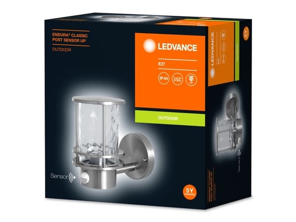 LEDVANCE ENDURA CLASSIC POST, Vegglys, Stål, Rustfritt stål, IP44, Inngang, Fasade, Hage, Gangsti, Terrasse, I
