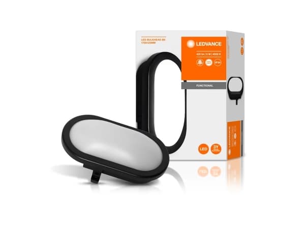 LEDVANCE 941001380, Väggbelysning för utomhusbruk, Svart, Akrylnitrilbutadienstyren (ABS), Gjuten aluminium, IP54, Entré, Fasad, II