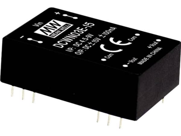 MEAN WELL DCWN03B-15, 18 - 36 V, 3 W, 15 V, 0.1 A, RoHS, 700 stk