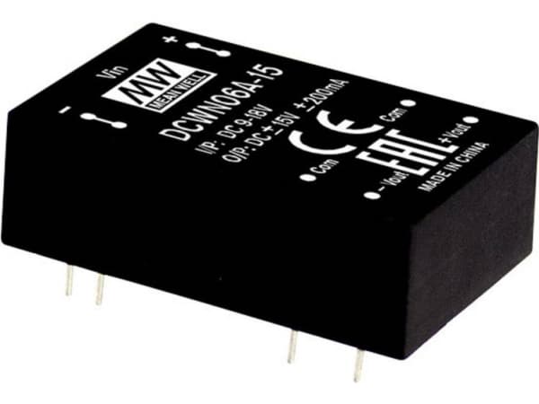 MEAN WELL DCWN06A-15, 20,3 mm, 31,8 mm, 10,2 mm, 12,5 g, 6 W, 9 - 18 V