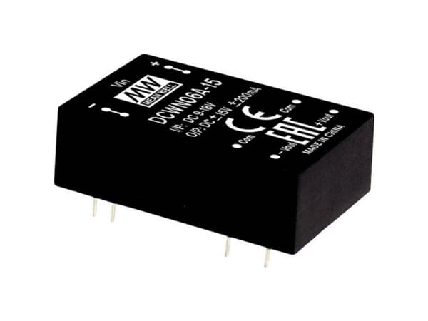 MEAN WELL DCWN06C-15, 36 - 72 V, 6 W, 15 V, 0,2 A, RoHS, 600 styck