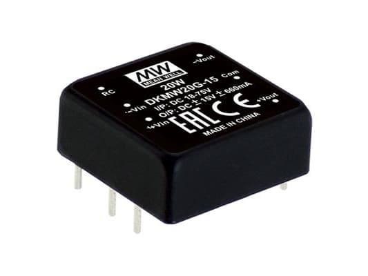 MEAN WELL DKMW20G-15, 18 - 75 V, 20 W, 15 V, 0,66 A, RoHS, 18 g