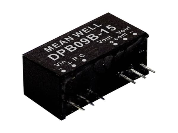 MEAN WELL DPB09B-15, 18 - 36 V, 9 W, 15 V, 0,3 A, RoHS, 24 mm