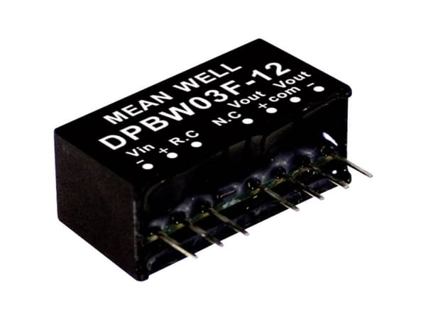 MEAN WELL DPBW03F-05, 3 W, 5 V, 0.3 A, RoHS, 2576 kpl, 2576 pk