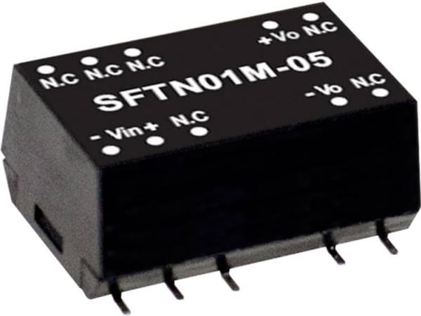 MEAN WELL SFTN01L-05, 4.5 - 5.5 V, 1 W, 5 V, 0,2 A, RoHS, 15,2 mm