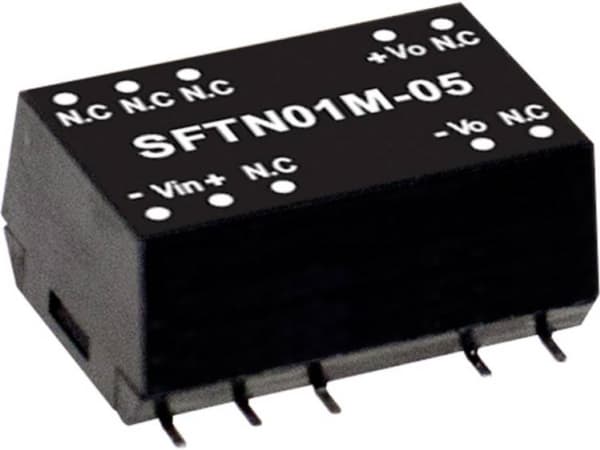 MEAN WELL SFTN01M-15, 10,8 - 13,2 V, 1 W, 15 V, 0,067 A, RoHS, 15,2 mm, 15,2 mm