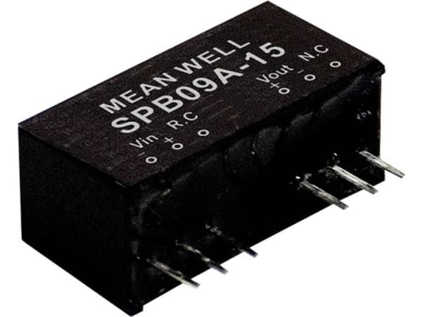 MEAN WELL SPB09A-15, 9 W, 15 V, 0,6 A, RoHS, 24 mm, 5 g
