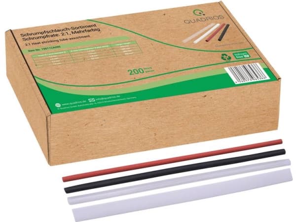 Quadrios 19011ca095 Heat Shrink Tubing Assortment Black, Red, Clear, White