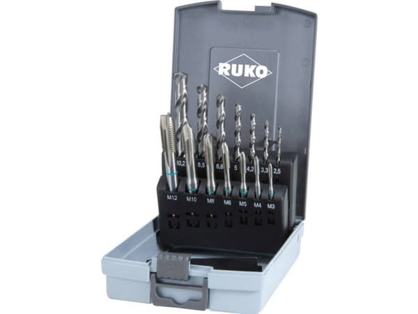 RUKO 245048RO Maskinborrsats 14 delar metriskt DIN 371, DIN 376 HSS 1 set