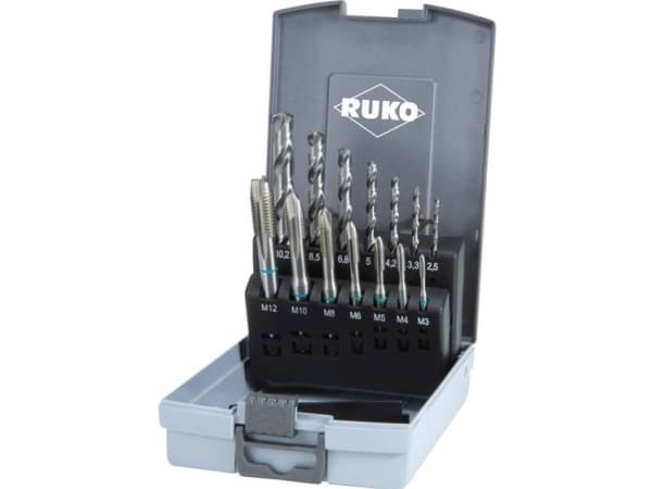 RUKO 245048RO Maskinborrsats 14 delar metriskt DIN 371, DIN 376 HSS 1 set