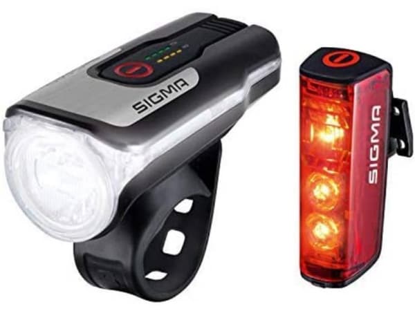 Sigma Sport Aura 80 + Blaze Set, Frontlys + baklys (sett), Sort, IPX4, LED, Rød/hvit, 80 lm