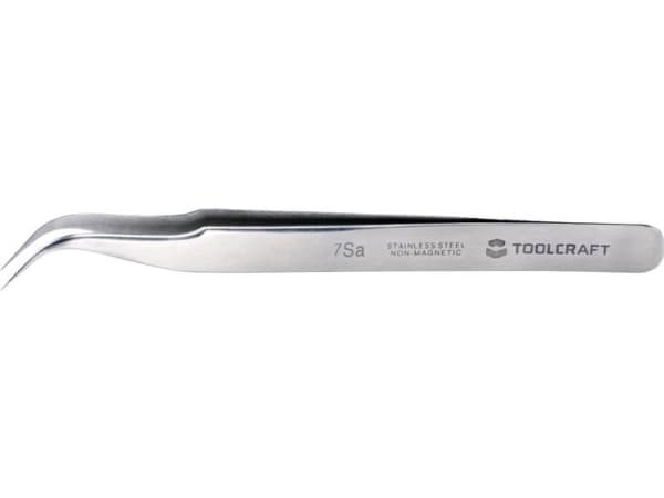 TOOLCRAFT TO-5861037 Præcisionspincet 1 stk. 7a SA Seglspids bøjet, bøjet 55 °, rund, fin 120 mm