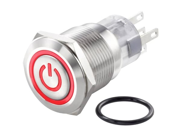 TRU COMPONENTS TC-7494524 TC-LAS1-AGQ-11ZET/R/12V/S Ilkivallankestävä painonappikytkin 250 V/AC 3 A 1 x Pois/Pois Napsautus Punainen IP67 1 kpl 1 kpl