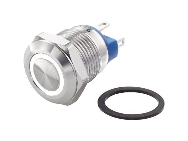 TRU COMPONENTS TC-GQ12-AF-10E/J/W/12V/S Hårddragna tryckknappar 48 V/DC 2 A 1 x Av/(På) Beröring vit IP65 1 st