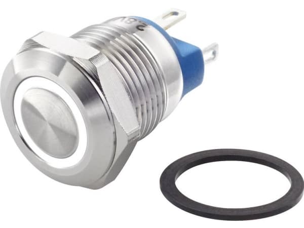 TRU COMPONENTS TC-GQ12-AF-10E/J/W/12V/S Hårddragna tryckknappar 48 V/DC 2 A 1 x Av/(På) Beröring vit IP65 1 st