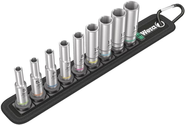 Wera 05004525001, Kuppiavainsarja, 1/4", metrinen, 9 päätä, 5,5.5,6,7,8,10,11,12,13 mm, 5 cm, 5 cm