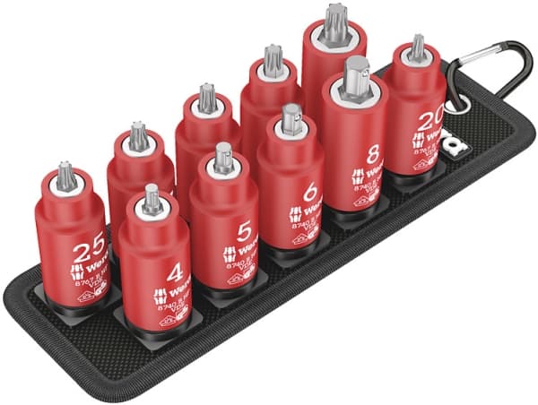 Wera 05004930001, Avainsarja, 3/8", metrinen, 10 päätä(iä), 4,5,6,8,20,25,27,30,40,45 mm, 230 mm