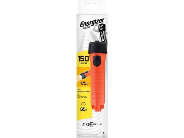 Energizer ATEX 2D, Käsikokoinen taskulamppu, Musta, Oranssi, Painikkeet, 1 m, IP67, -20 - 40 °C