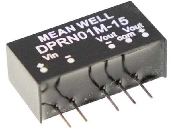 MEAN WELL DPRN01L-15, 4,75 - 5,5 V, 1 W, 15 V, 34 A, RoHS, 4000 stk