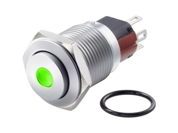 TRU COMPONENTS TC-GQ16-KH-11D/J/G/12V/C Hårddragna tryckknappar 48 V/DC 2 A 1 x av/(på) beröring Grön IP65 1 st