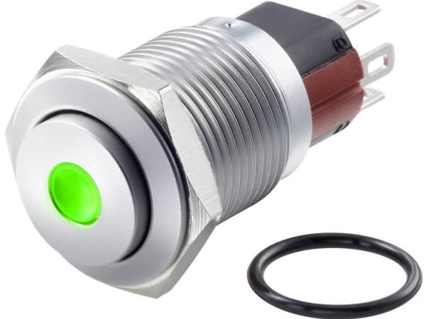 TRU COMPONENTS TC-GQ16-KH-11D/J/G/12V/C Hårddragna tryckknappar 48 V/DC 2 A 1 x av/(på) beröring Grön IP65 1 st