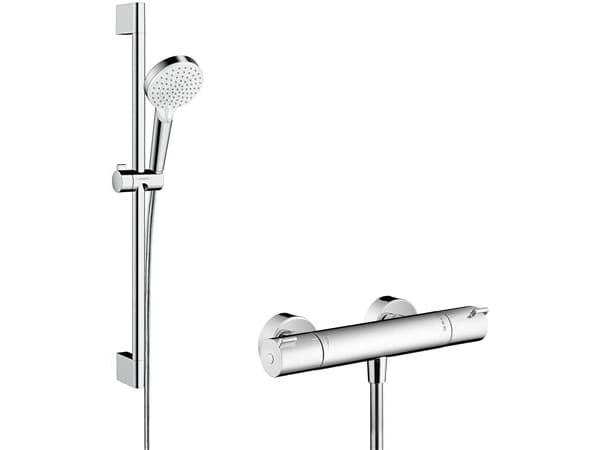 HansGrohe Crometta brusersystem til frembygning med Vario brusesæt 65 cm og Ecostat 1001 CL termostatarmatur