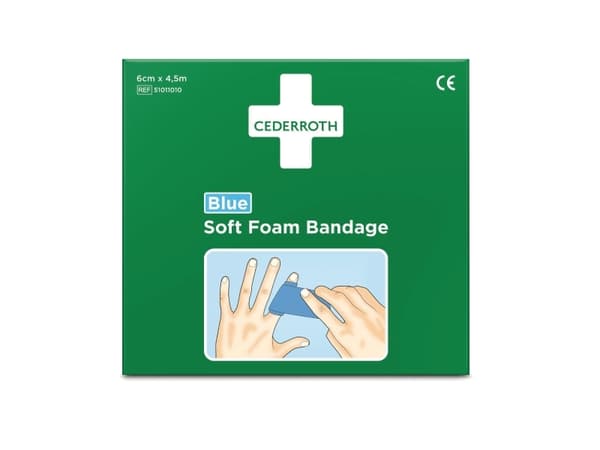 Plaster Cederroth selvhæftende Soft Foam Bandage blå