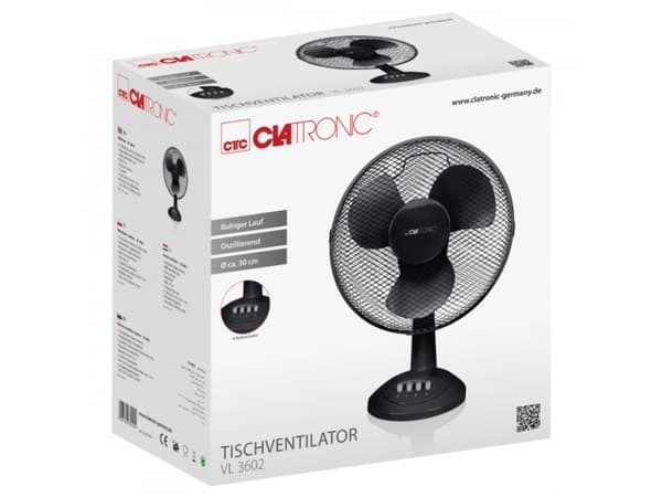Clatronic VL 3602 - Kjølevifte - bordtopp - 30 cm - svart