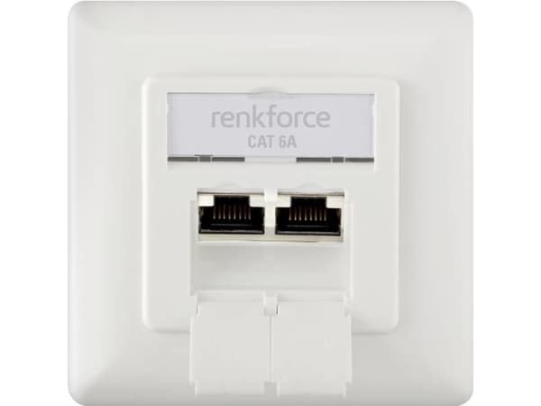 Renkforce RF-4391320, 2 x RJ-45, Vit, 80 mm, 80 mm