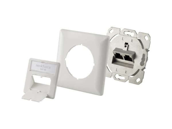 Renkforce RF-4391320, 2 x RJ-45, Vit, 80 mm, 80 mm