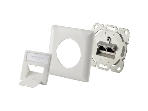 Renkforce RF-4393024, 2 x RJ-45, Valkoinen, 80 mm, 80 mm