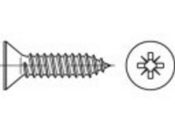 TOOLCRAFT TO-5377449 Sänkt slitsad skruv 16 mm Philips ISO 7050 Rostfritt stål A2 1000 st