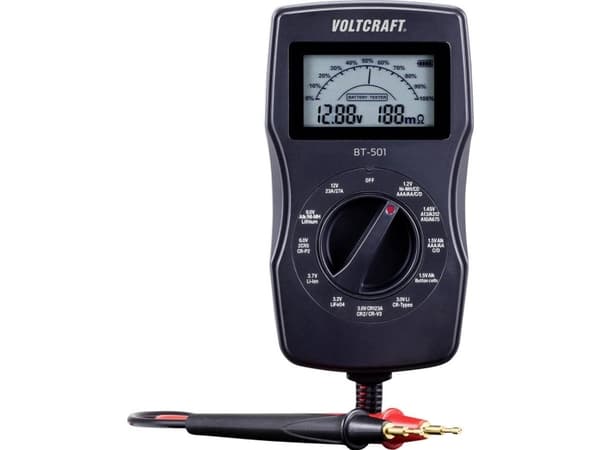 VOLTCRAFT Batteritester BT-501 Måleområde (batteritester) 1,2 V, 1,5 V, 3 V, 6 V, 3,7 V, 9 V, 12 V Batteri, Batteri BT-501