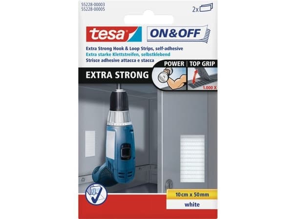 Tesa On & Off - Monteringsbindemedel - 5 x 10 cm - vit (paket om 2)