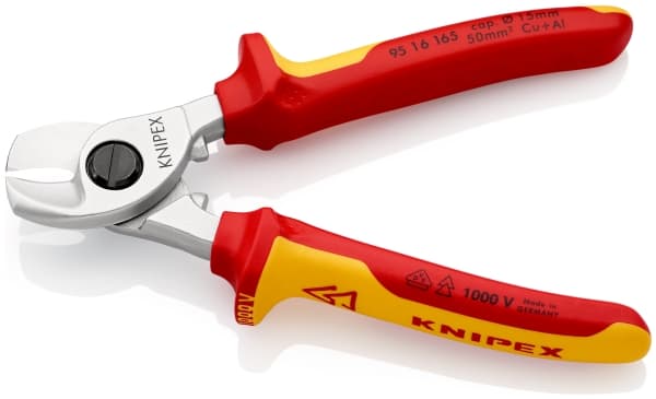 Knipex Knipex-Werk 95 16 165 SB VDE-kabelsaks Passer til Aluminiums- og kobberkabel, enkelt- og flerledet 15 mm 50 mm² 1