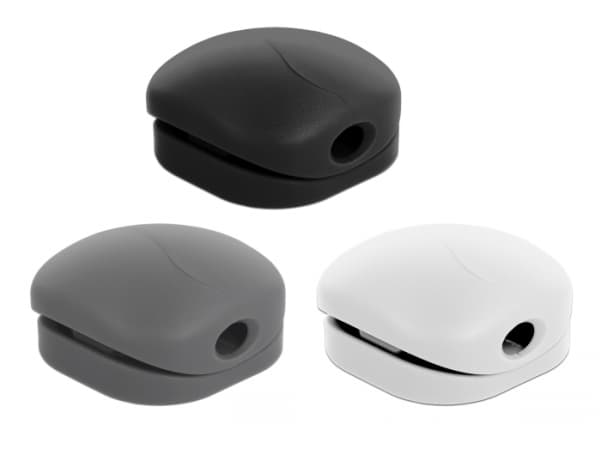 Delock Cable Clip Set - Kabelklämmor - bordsmonterbar, bordsmontering, väggmontering - grå, svart, vit (paket om 6)