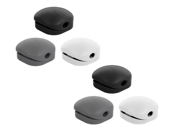 Delock Cable Clip Set - Kabelklämmor - bordsmonterbar, bordsmontering, väggmontering - grå, svart, vit (paket om 6)