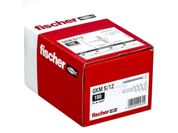 Fischer GKM 12, Skrue- og veggpluggsett, Betong, Metall, Rustfritt stål, Rustfritt stål, Pozidriv