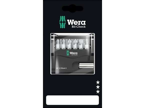 Wera 05136391001, 11 st, Phillips, stjärnskruvmejsel, Torx Plus, PH 2, PZ 1,PZ 2,PZ 3, TX10,TX15,TX20,TX25,TX30,TX40, 2,5 cm
