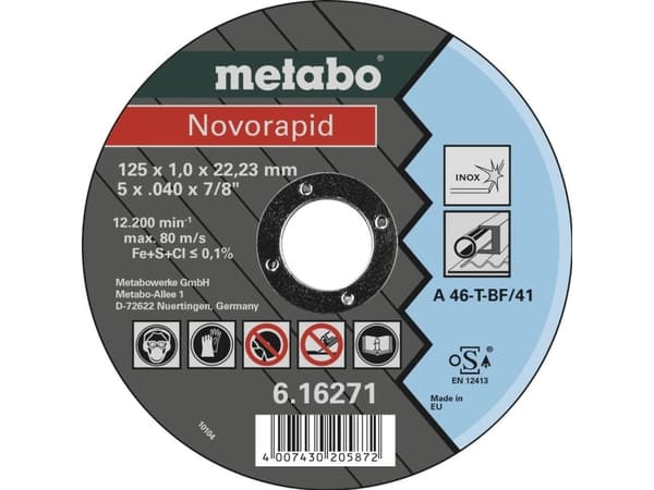 Metabo Novorapid, Leikkuukiekko, metalli, 2,22 cm, 12,5 cm, musta, sininen, 1 mm