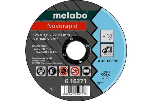 Metabo Novorapid, Leikkuukiekko, metalli, 2,22 cm, 12,5 cm, musta, sininen, 1 mm