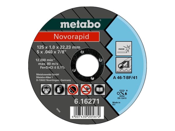 Metabo Novorapid, Leikkuukiekko, metalli, 2,22 cm, 12,5 cm, musta, sininen, 1 mm