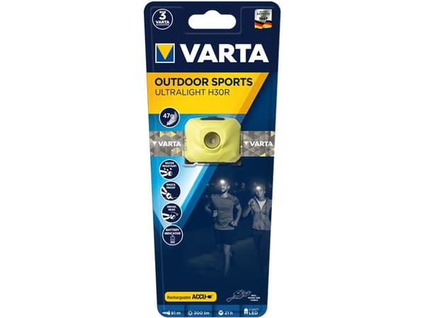 Varta Outdoor Sports Ultralight H30R - Lommelygte til hovedet - LED - 3 W - limegrøn - limegrøn