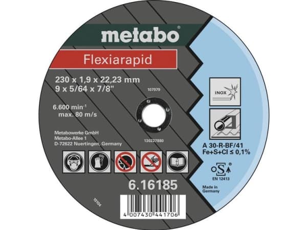 Metabo 616185000, Rostfritt stål, 23 cm, 2,22 cm, 1,9 mm, 6600 RPM, Metabo