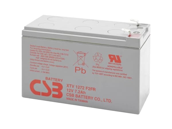 CSB-akku XTV1272 XTV1272 Lyijyakku 12 V 7,2 Ah Lyijyakku (B x K x S) 151 x 99 x 65 mm Litteä liitin 6,35 mm Huoltovapaa, vähäinen itsepurkautuminen